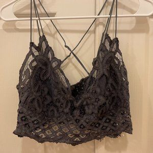 Free People Adella Longline Bralette XL Dark Grey